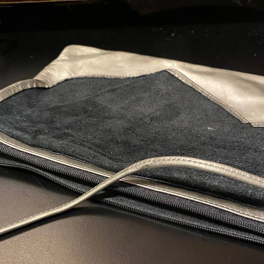 Elegant Gray Leather vintage crossbody bag